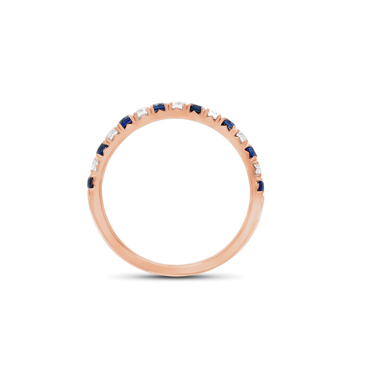 Sapphire & Diamond Band  - 18K gold weighing 2.0 grams  - 7 round diamonds totaling 0.22 carats  - 8 sapphires totaling 0.35 carats
