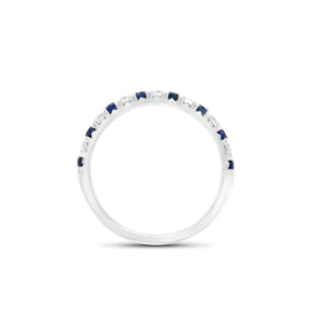 Sapphire & Diamond Band  - 18K gold weighing 2.0 grams  - 7 round diamonds totaling 0.22 carats  - 8 sapphires totaling 0.35 carats