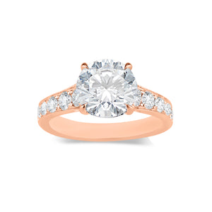 Round Diamond Engagement Ring with Diamond Shoulders  -18 K weighting 4.52 GR  - 10 round diamonds totaling 0.74 carats