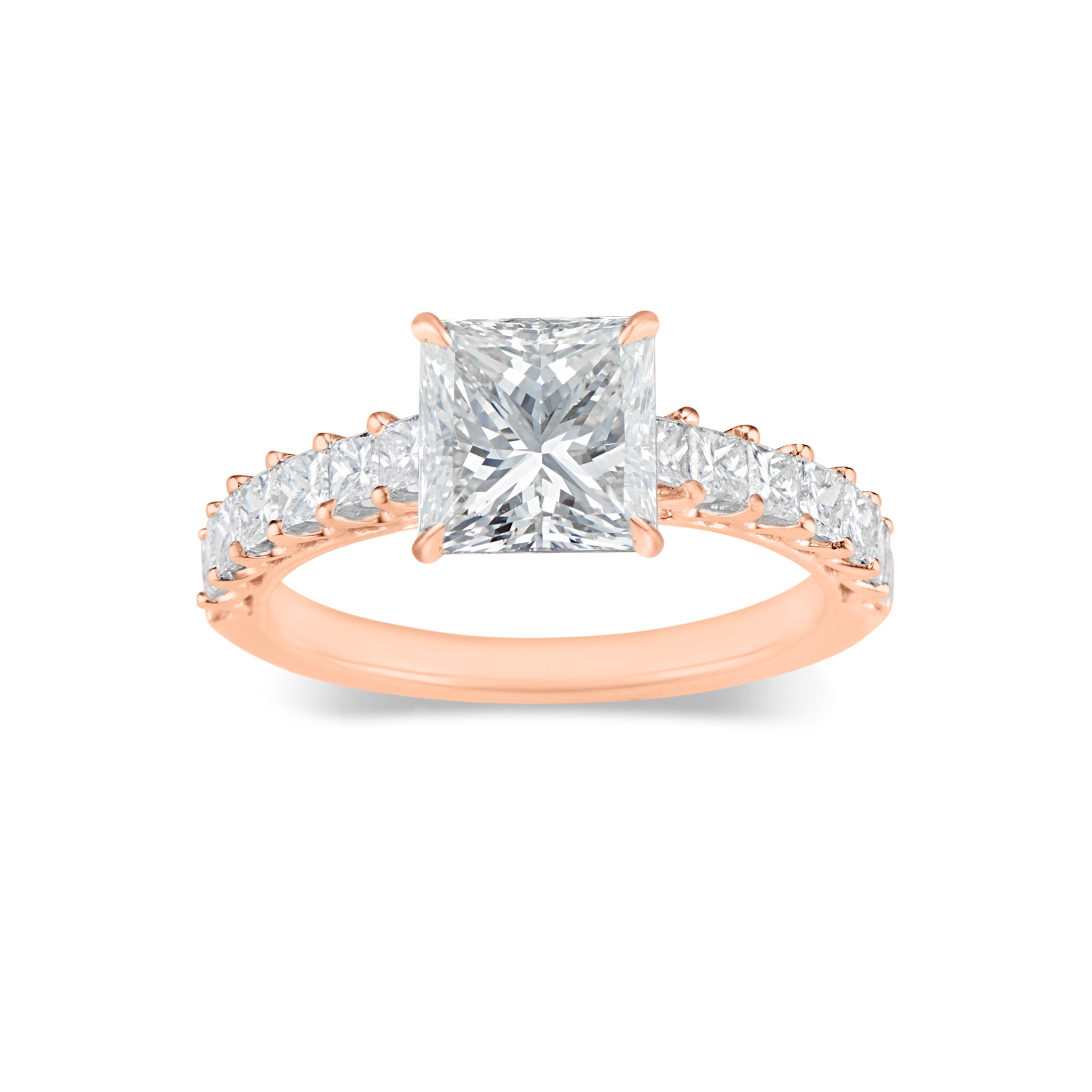 Princess-Cut Diamond Engagement Ring with Diamond Shank - Nuha Jewelers