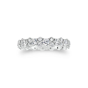 Small Prong-Set Staggered Diamond Band  -18k gold weighing 2.19 grams  -45 round prong-set diamonds weighing 1.94 grams