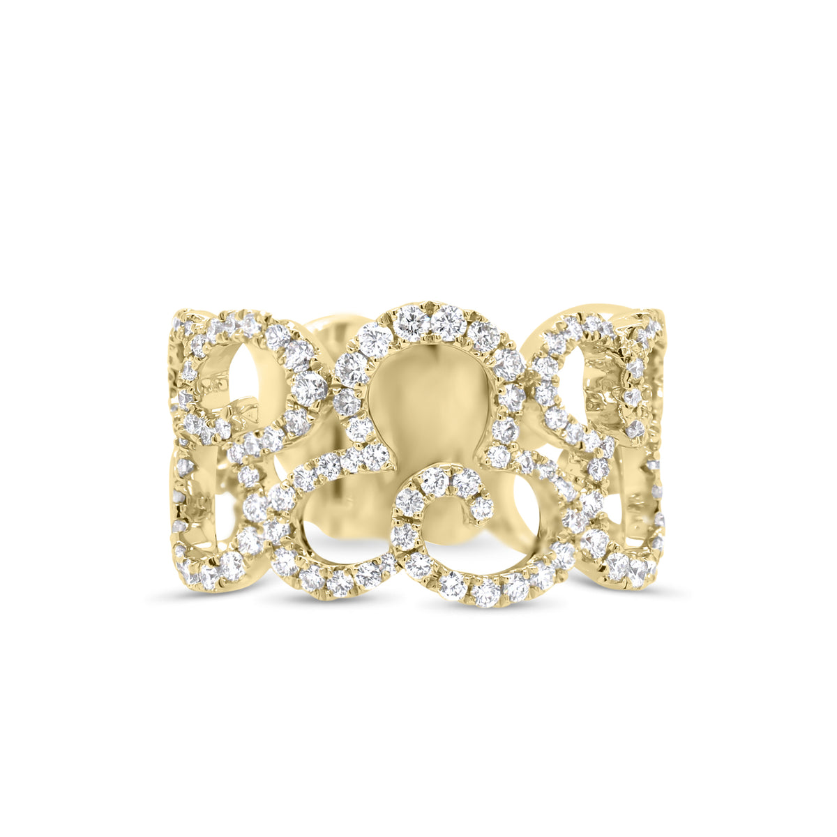 Diamond Cloud Ring  - 18K gold weighing 7.17 grams  - 111 round diamonds totaling 0.76 carats