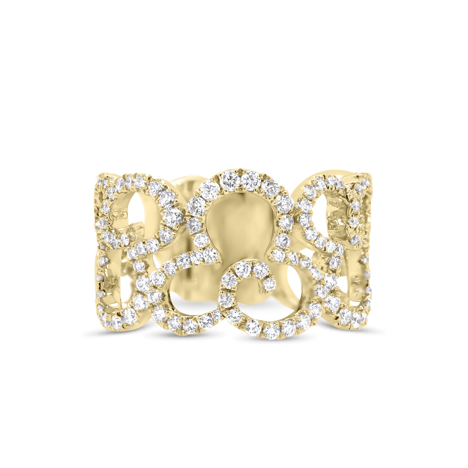 Diamond Cloud Ring  - 18K gold weighing 7.17 grams  - 111 round diamonds totaling 0.76 carats