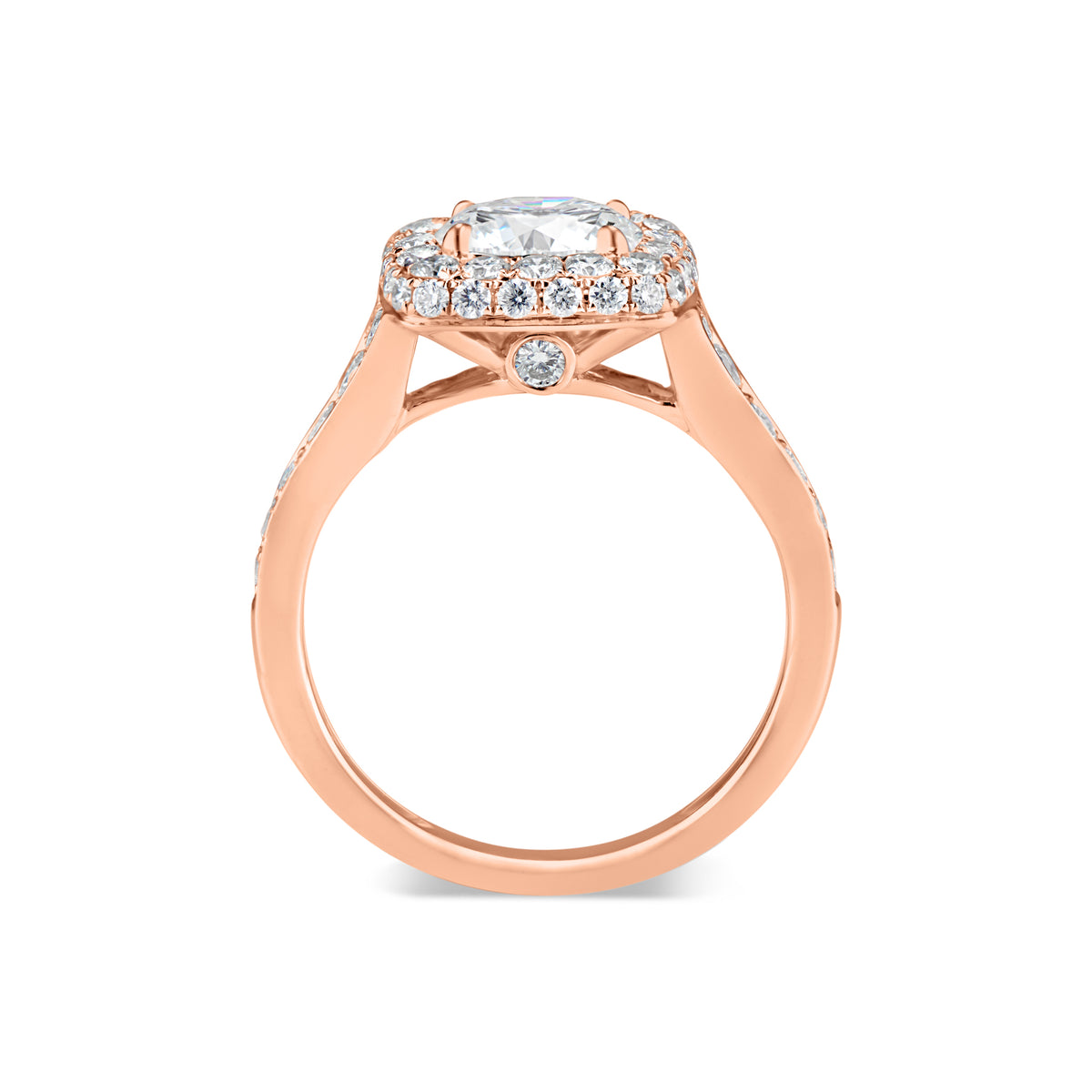 Cushion Double Edge Halo Diamond Engagement Ring  - 56 round diamonds totaling 0.94 carats  GIA graded F - G color, VS2 - SI1 clarity