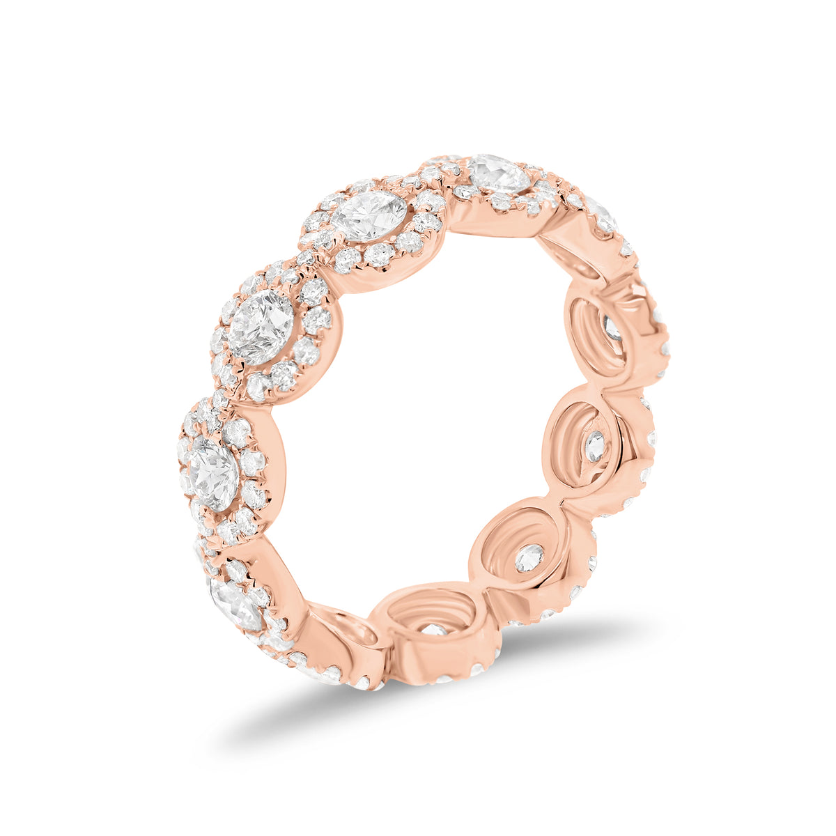 Circular Diamond Eternity Ring  -18k gold weighing 3.07 grams  -11 round diamonds weighing 1.12 carats  -143 round diamonds weighing .78 carats