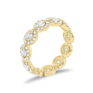 Circular Diamond Eternity Ring  -18k gold weighing 3.07 grams  -11 round diamonds weighing 1.12 carats  -143 round diamonds weighing .78 carats