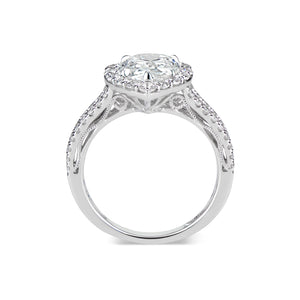 Pear Halo Diamond Engagement Ring with Split Shank  -18K weighting 4.52GR  - 51 round diamonds totaling 0.92 carats