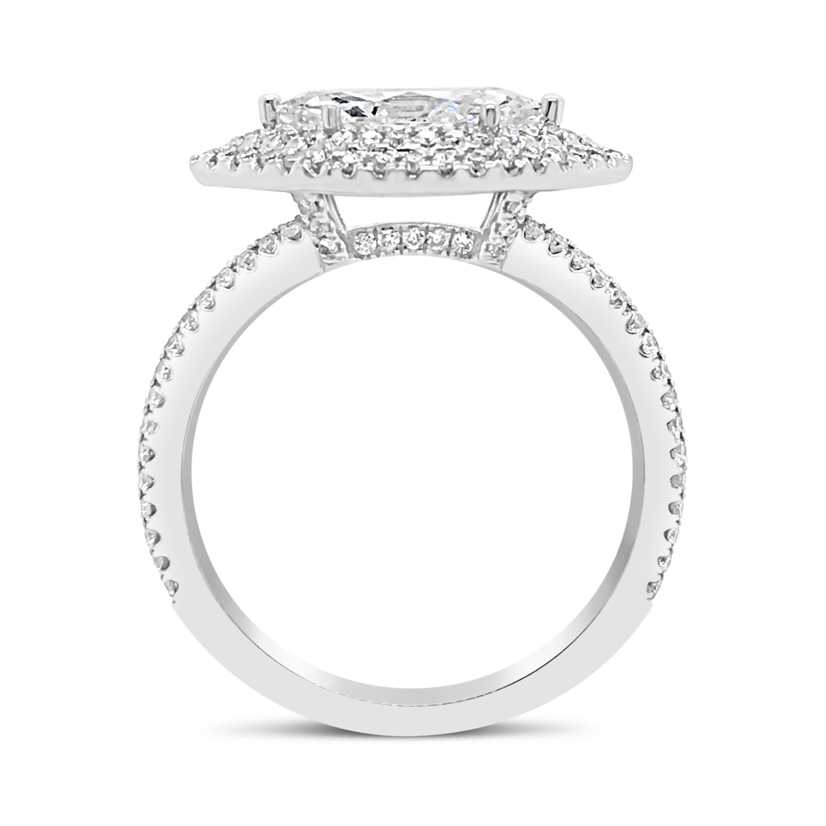 Diamond Marquise Engagement Ring  -18k gold weighing 4.36 grams  -144 round diamonds weighing .58 carats