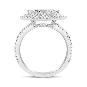Diamond Marquise Engagement Ring  -18k gold weighing 4.36 grams  -144 round diamonds weighing .58 carats