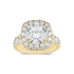 Cushion Double Edge Halo Diamond Engagement Ring  - 4 round diamonds totaling 0.55 carats  - 40 round diamonds totaling 2.13 carats