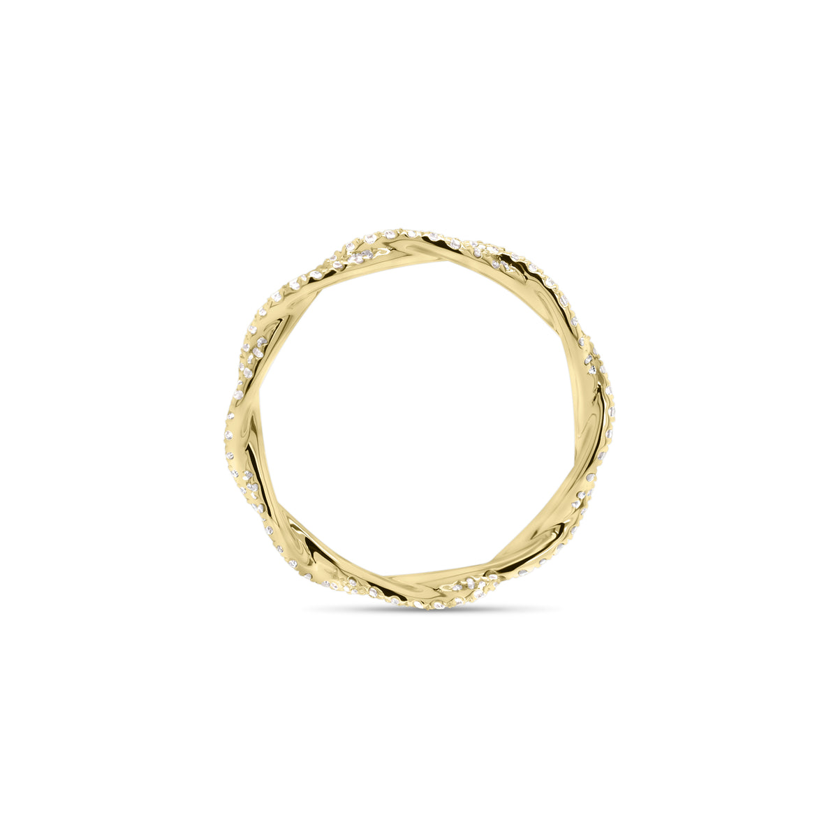 Diamond Twist Infinity Ring  - 18K gold weighing 1.83 grams  - 88 round diamonds totaling 0.45 carats