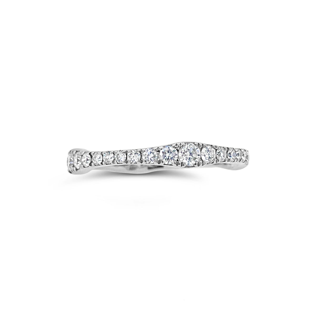 Diamond Curvy Eternity Band  -18k gold weighing 2.61 grams  -36 round diamonds weighing .82 carats