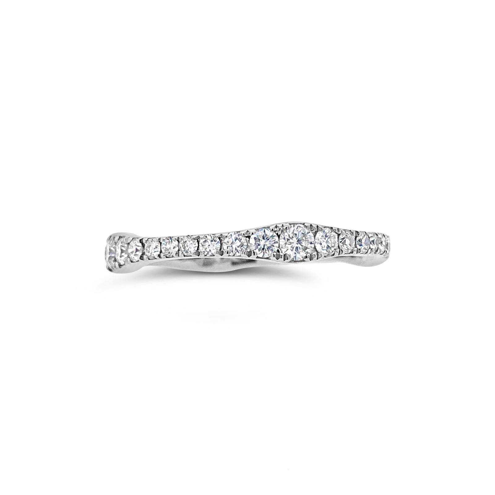 Diamond Curvy Eternity Band  -18k gold weighing 2.61 grams  -36 round diamonds weighing .82 carats