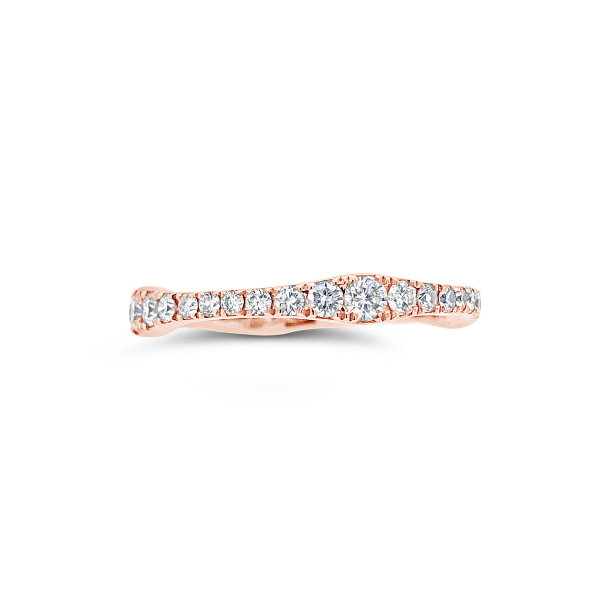 Diamond Curvy Eternity Band  -18k gold weighing 2.61 grams  -36 round diamonds weighing .82 carats