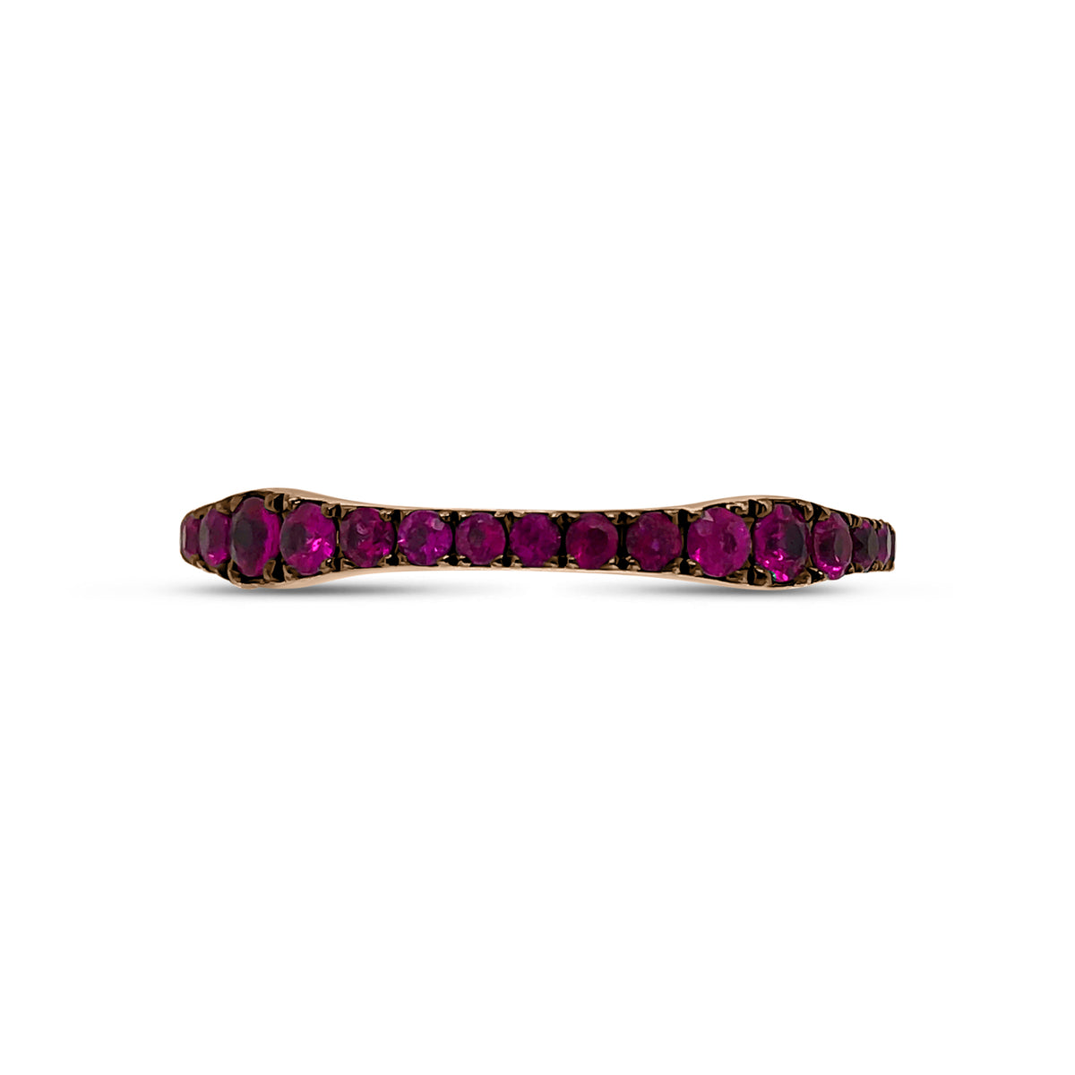 Pink sapphire curvy eternity band -18k gold weighing 2.42 grams -36 pink sapphires weighing .97 carats
