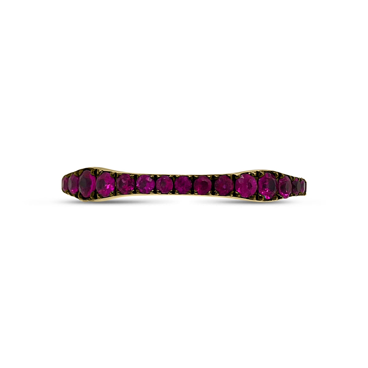 Pink sapphire curvy eternity band -18k gold weighing 2.42 grams -36 pink sapphires weighing .97 carats