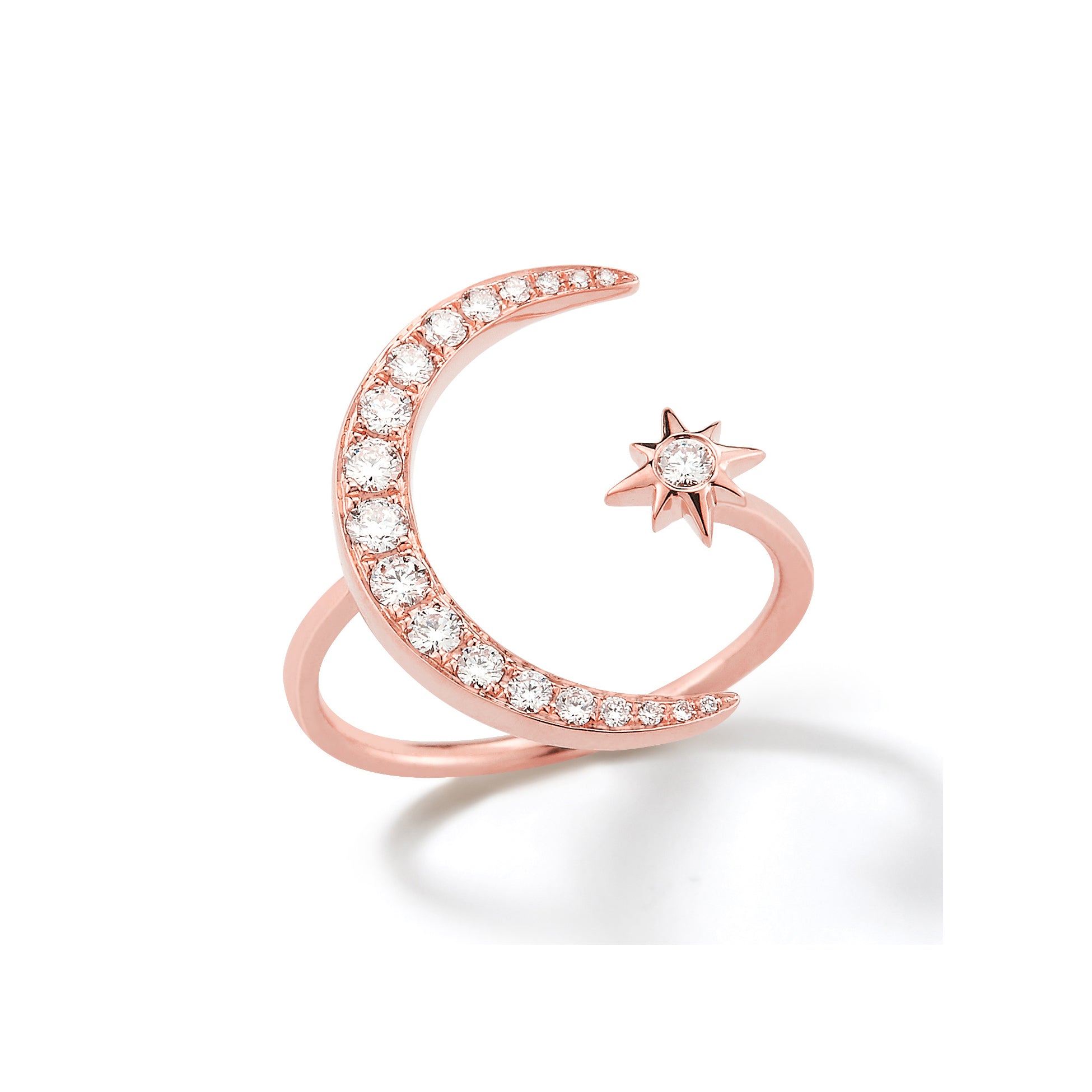 Crescent Moon and Star Diamond Ring - Nuha Jewelers