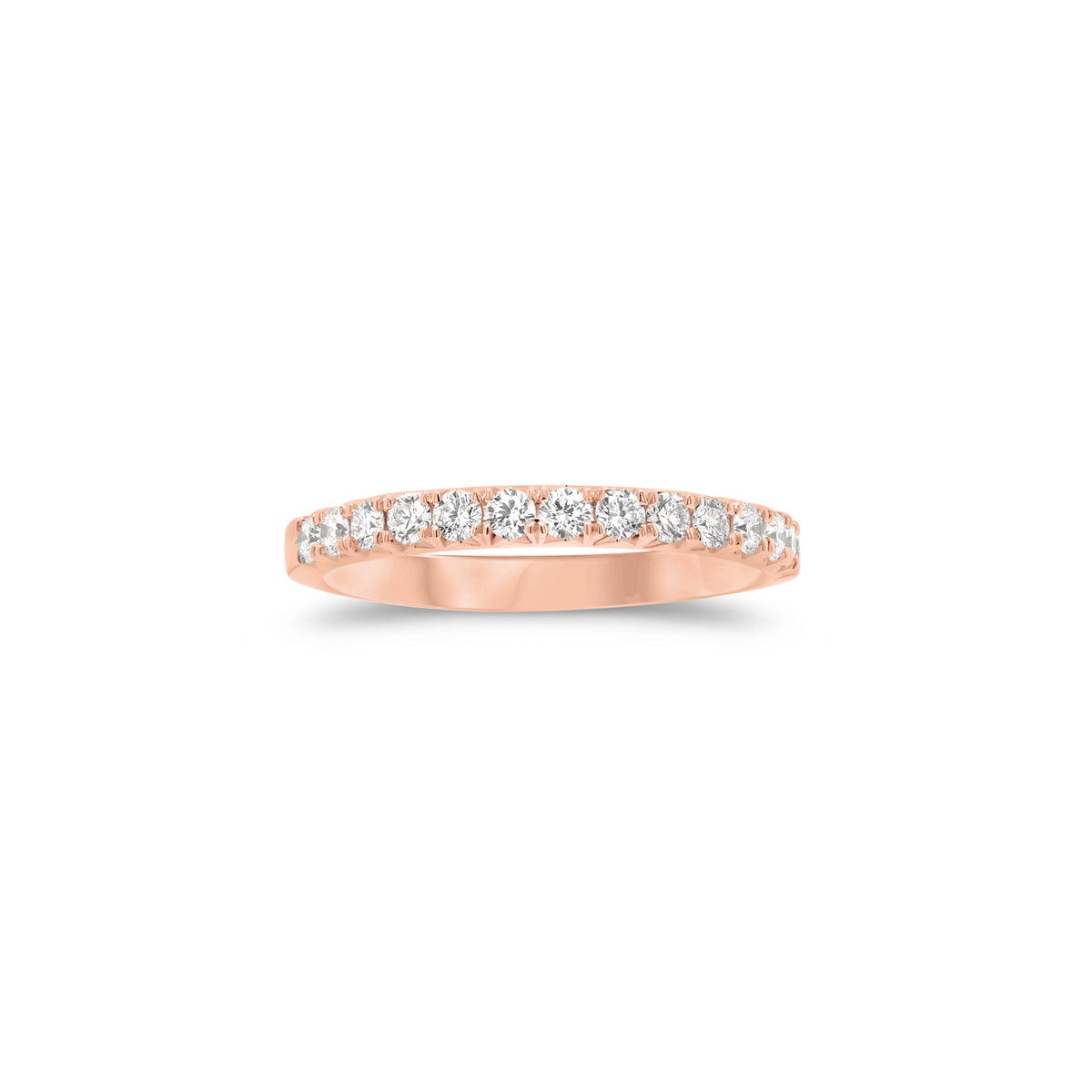 Diamond timeless wedding band - 18K gold weighing 2.57 grams  - 14 round diamonds totaling 0.40 carats