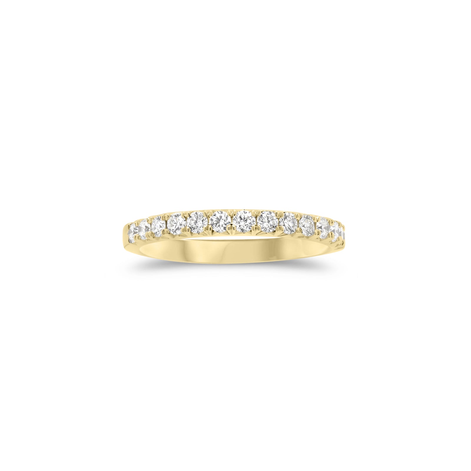 Diamond timeless wedding band - 18K gold weighing 2.57 grams  - 14 round diamonds totaling 0.40 carats