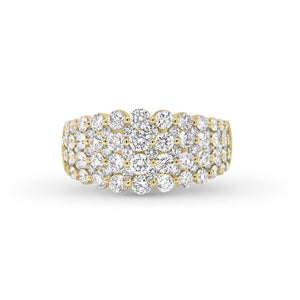 4-Row Diamond Band  -18k gold weighing 6.70 grams  -16 round prong-set diamonds weighing .78 carats & 72 round prong-set diamonds weighing 1.17 carats