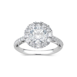 Round Halo Diamond Engagement Ring with Filigree  -18K weighting 4.04 GR  - 28 round diamonds totaling 0.84 carats