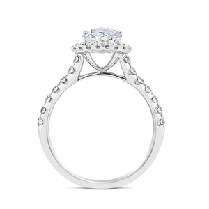 Marquise Halo Diamond Engagement Ring  -18K weigting 3.50 GR  - 30 round diamonds totaling 0.88 carats