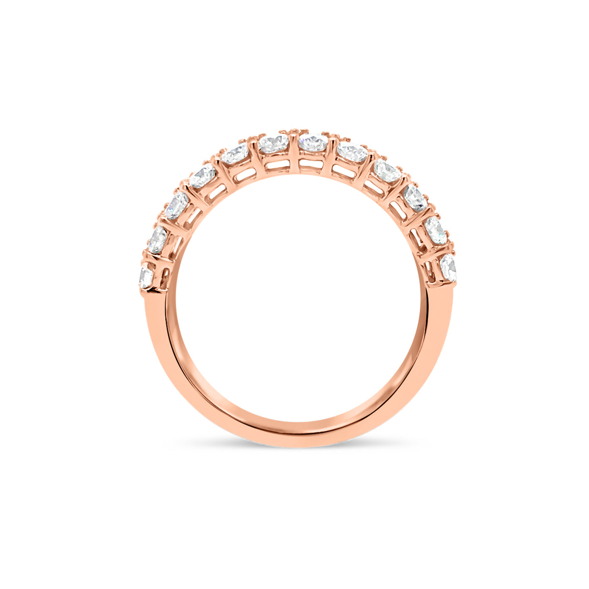 Double-Row 12 Stone Diamond Wedding Band  -18k gold weighing 4.60 grams  -24 round diamonds weighing 1.56 carats  -11 round diamonds weighing .10 carats