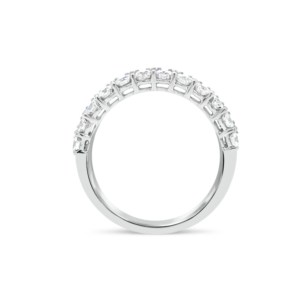 Double-Row 12 Stone Diamond Wedding Band  -18k gold weighing 4.60 grams  -24 round diamonds weighing 1.56 carats  -11 round diamonds weighing .10 carats