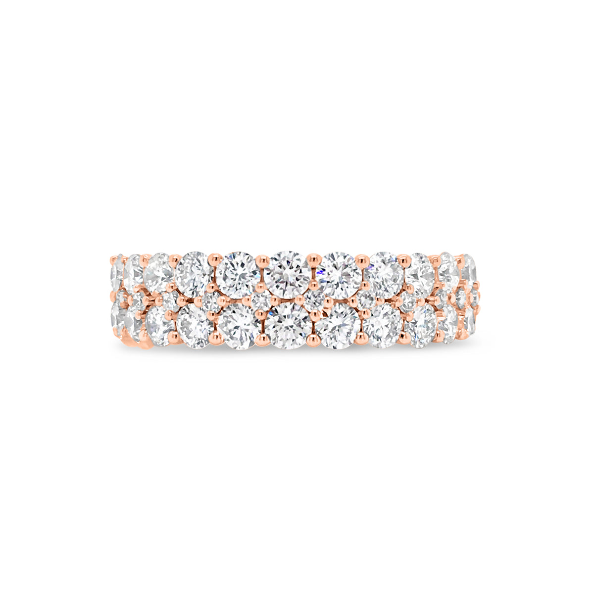 Double-Row 12 Stone Diamond Wedding Band  -18k gold weighing 4.60 grams  -24 round diamonds weighing 1.56 carats  -11 round diamonds weighing .10 carats
