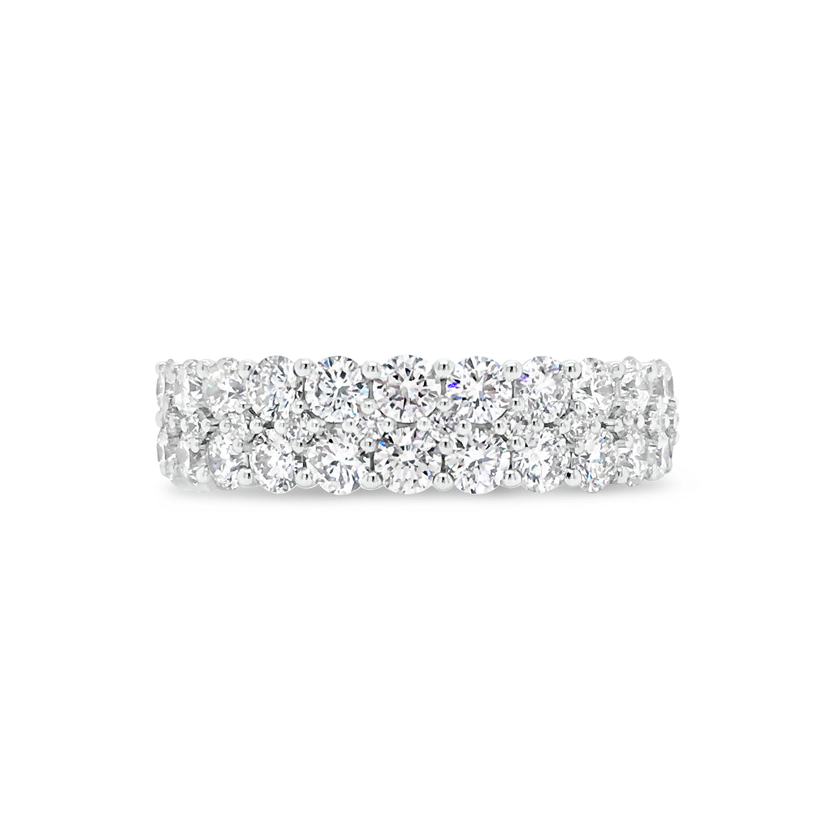 Double-Row 12 Stone Diamond Wedding Band  -18k gold weighing 4.60 grams  -24 round diamonds weighing 1.56 carats  -11 round diamonds weighing .10 carats