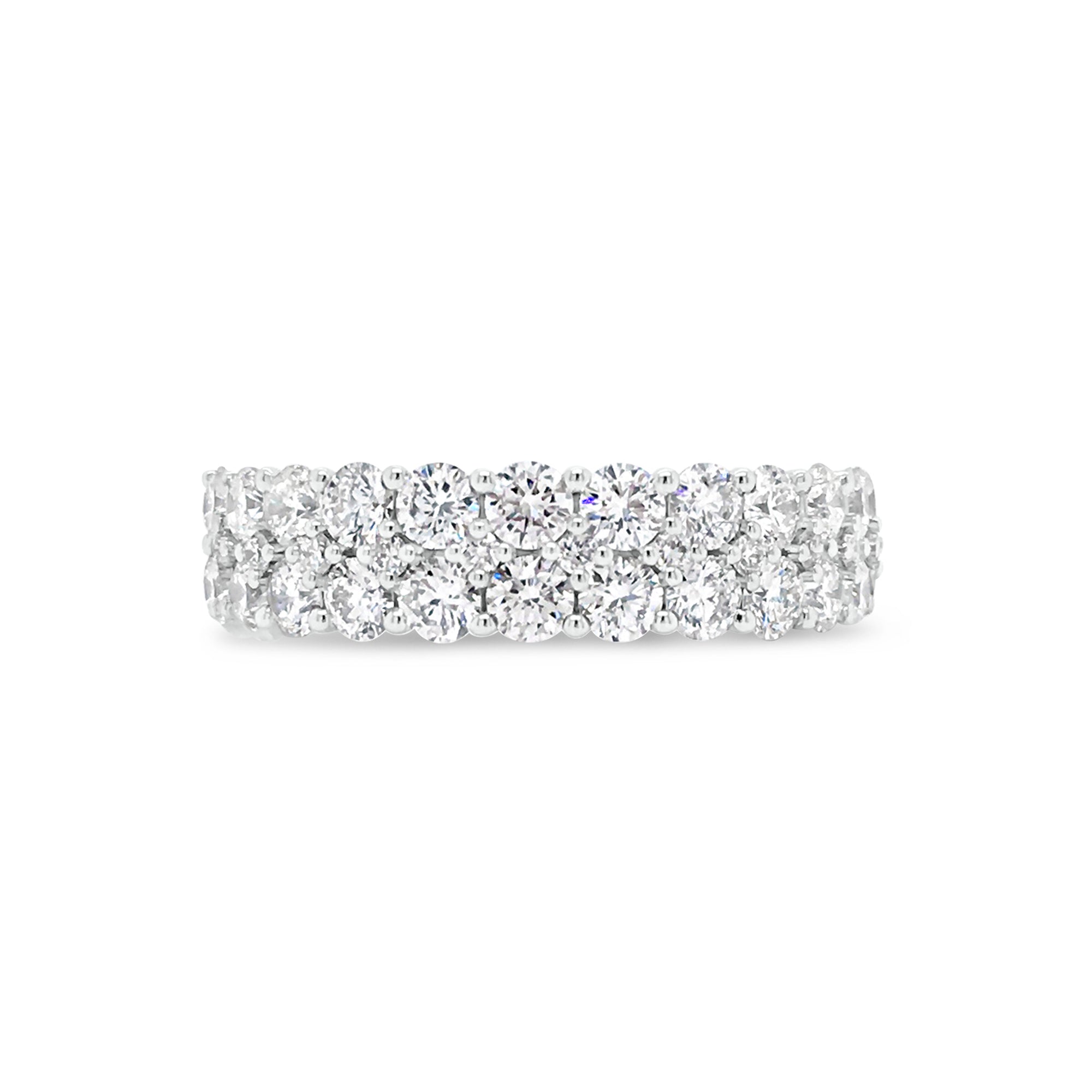 Double-Row 12 Stone Diamond Wedding Band  -18k gold weighing 4.60 grams  -24 round diamonds weighing 1.56 carats  -11 round diamonds weighing .10 carats