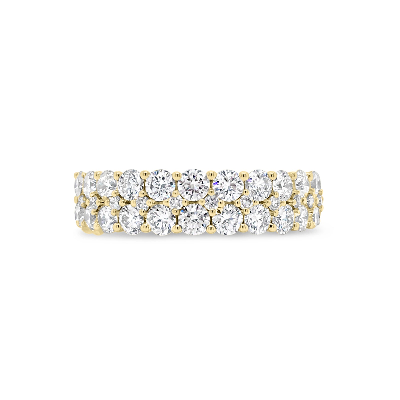 Double-Row 12 Stone Diamond Wedding Band  -18k gold weighing 4.60 grams  -24 round diamonds weighing 1.56 carats  -11 round diamonds weighing .10 carats
