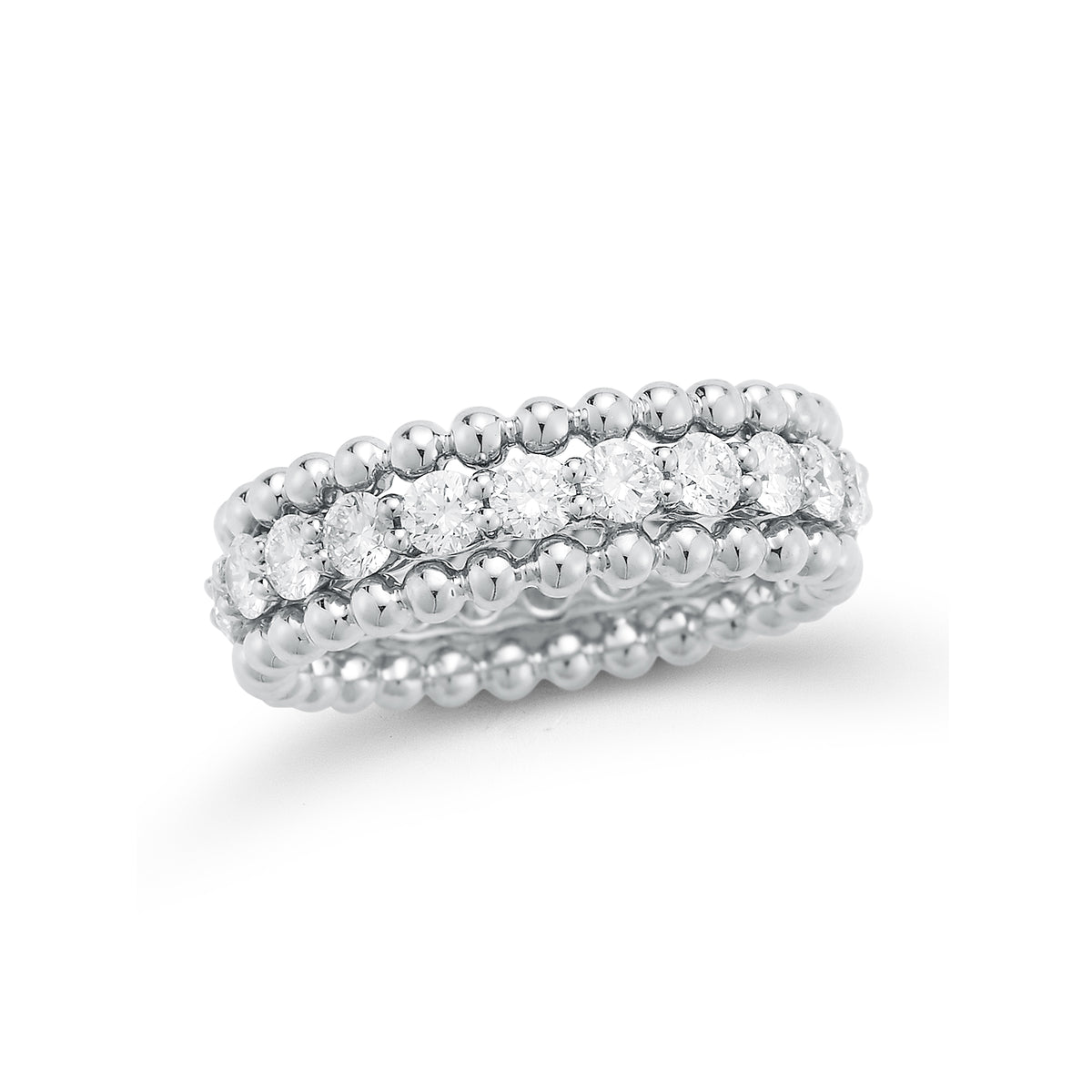 Diamond & Beaded Gold Eternity Ring  18k gold, 6.25 grams,  22 round brilliant-cut diamonds shared prong-set 1.78 carats.