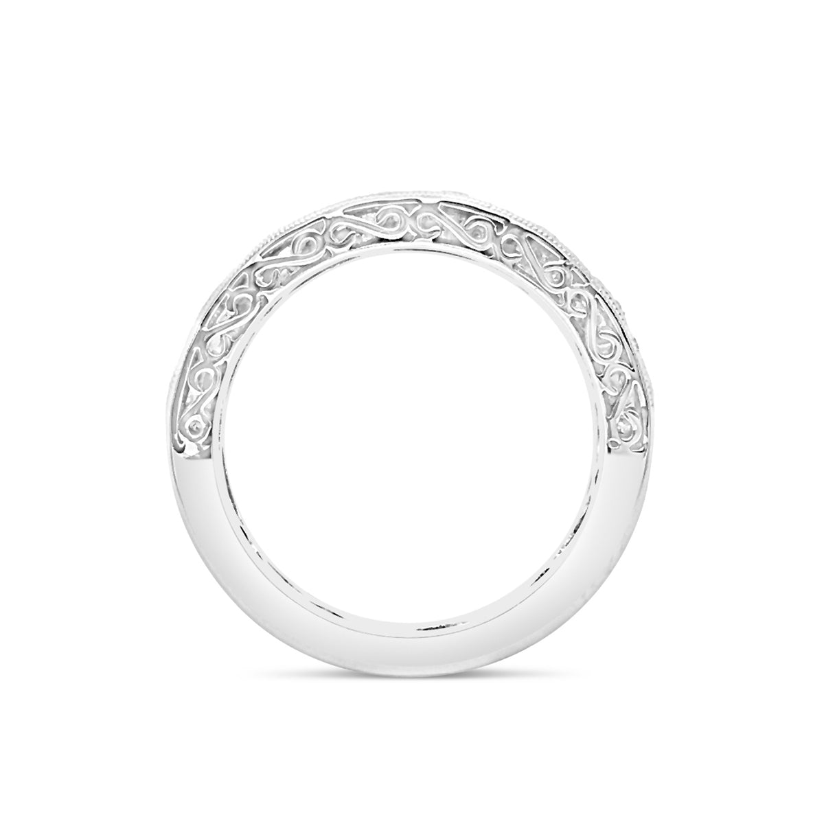 Antiqued Milgrained Diamond Wedding Band  -18k gold weighing 5.87 grams  -22 round diamonds weighing .70 carats