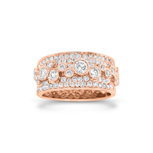 Diamond Circles Wide Wedding Band - 18K gold weighing 7.95 grams  - 93 round diamonds totaling 1.34 carats