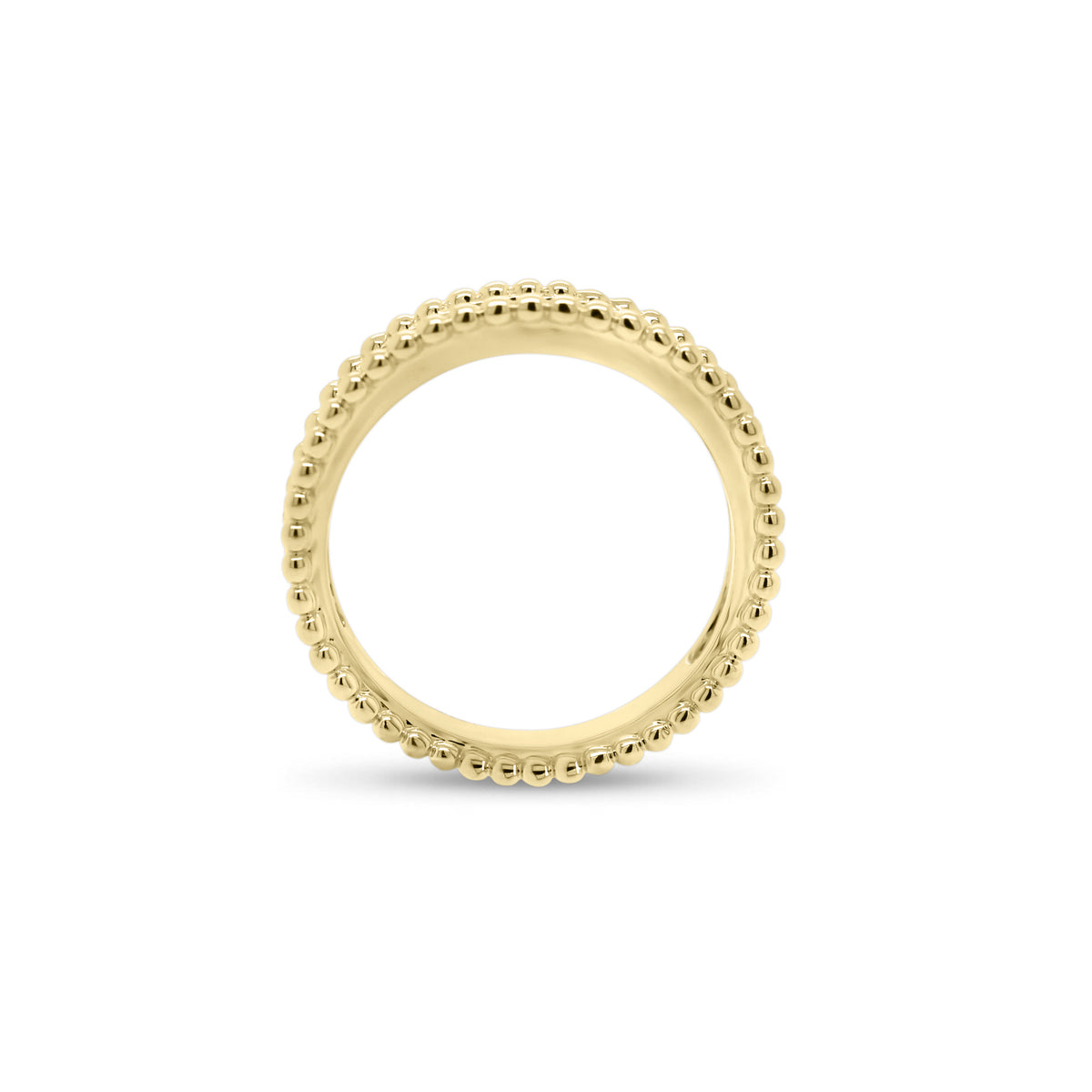 Diamond & Beaded Gold Stackable Ring  - 18K gold weighing 4.02 grams  - 18 round diamonds totaling 0.23 carats