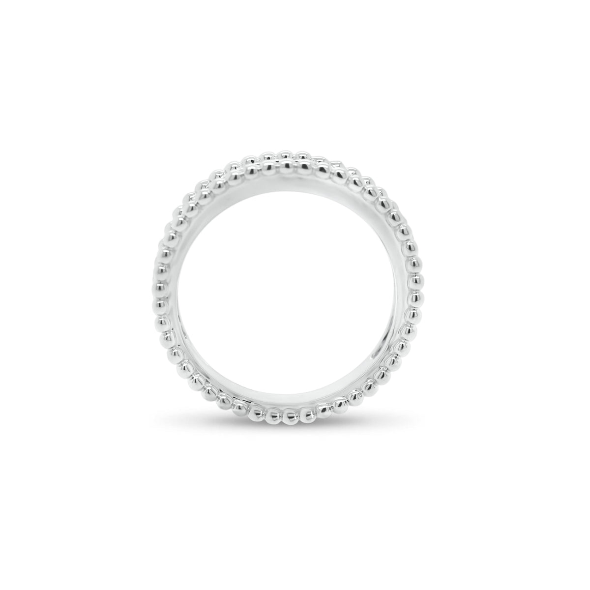 Diamond & Beaded Gold Stackable Ring  - 18K gold weighing 4.02 grams  - 18 round diamonds totaling 0.23 carats