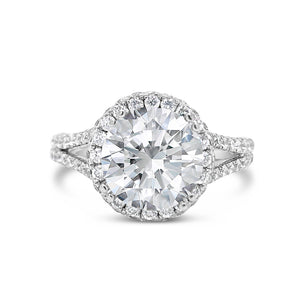 Double-Edge Halo Diamond Engagement Ring  -18K Weighting 4.97GR  - 150 round diamonds totaling 1.45 carats
