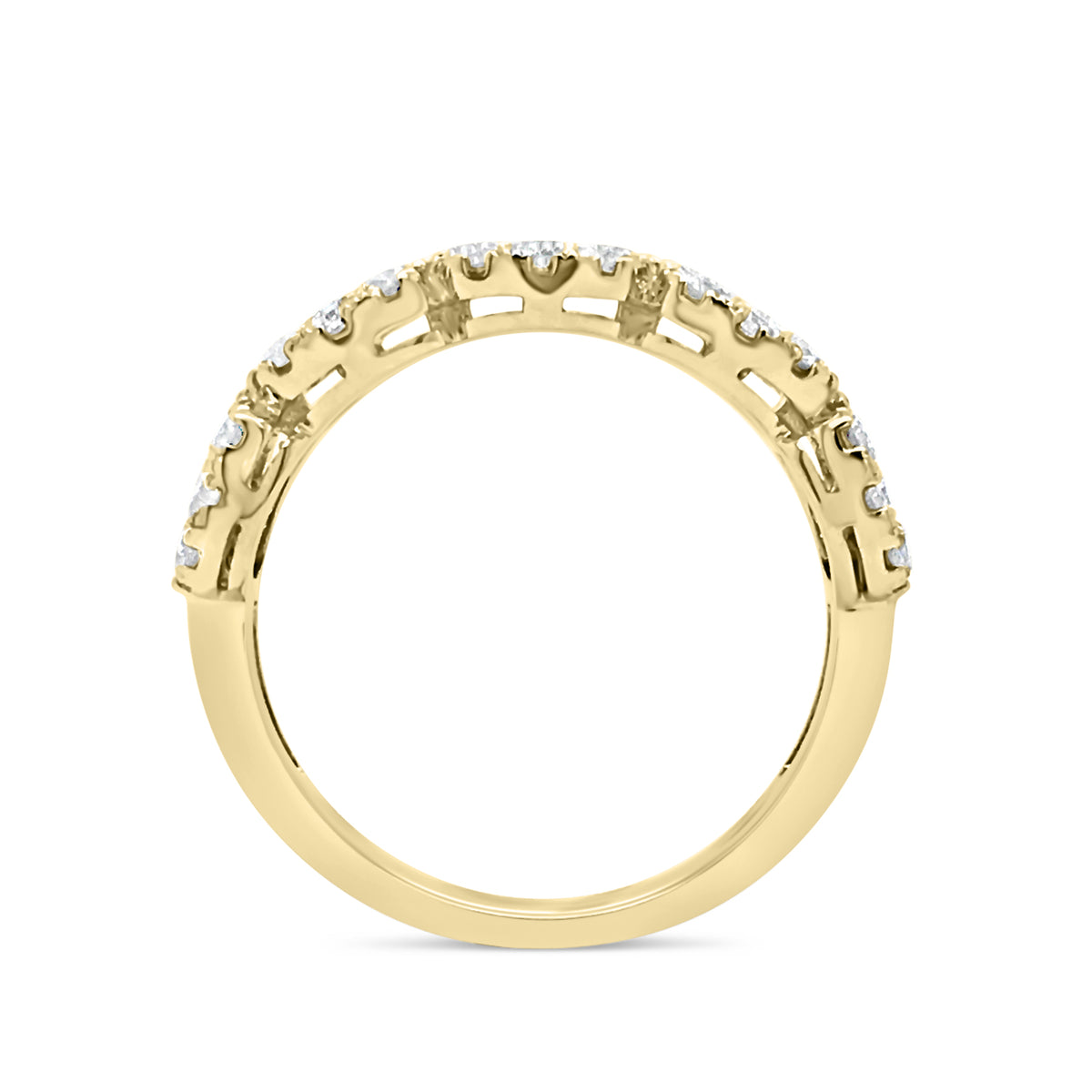 Square-Shaped Diamond Wedding Band  -18k gold weighing 3.47 grams  -40 round diamonds weighing .87 carats  -5 round diamonds weighing .55 carats