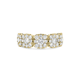 Square-Shaped Diamond Wedding Band  -18k gold weighing 3.47 grams  -40 round diamonds weighing .87 carats  -5 round diamonds weighing .55 carats