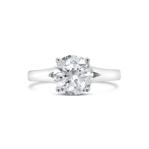 Diamond Solitaire Engagement Ring  -18K weighting 3.14 GR   - 44 round diamonds totaling 0.14 carats