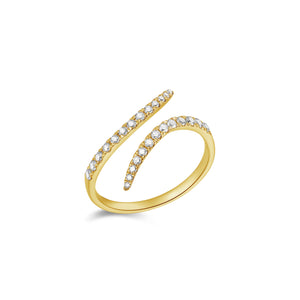Petite Diamond Swirl Fashion Ring  -14k gold weighing 2.01 grams  -26 round diamonds weighing .36 carats