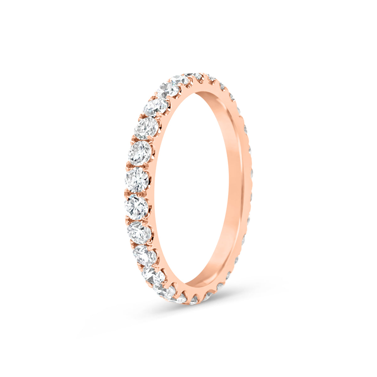 Simple Four Prong-Set Diamond Band  -18k gold weighing 2.52 grams  -26 round diamonds weighing 1.26 carats