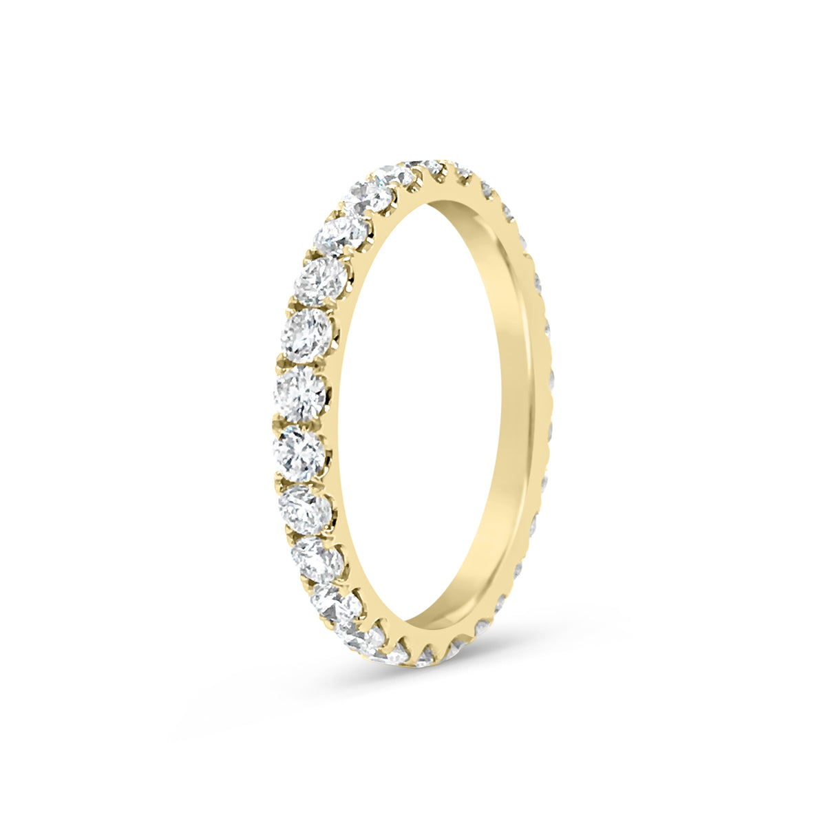 Simple Four Prong-Set Diamond Band  -18k gold weighing 2.52 grams  -26 round diamonds weighing 1.26 carats