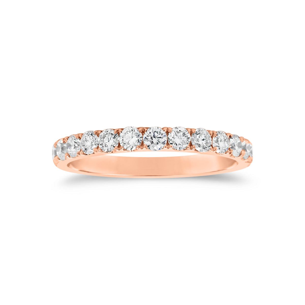 Simple Four Prong-Set Diamond Band  -18k gold weighing 2.52 grams  -26 round diamonds weighing 1.26 carats