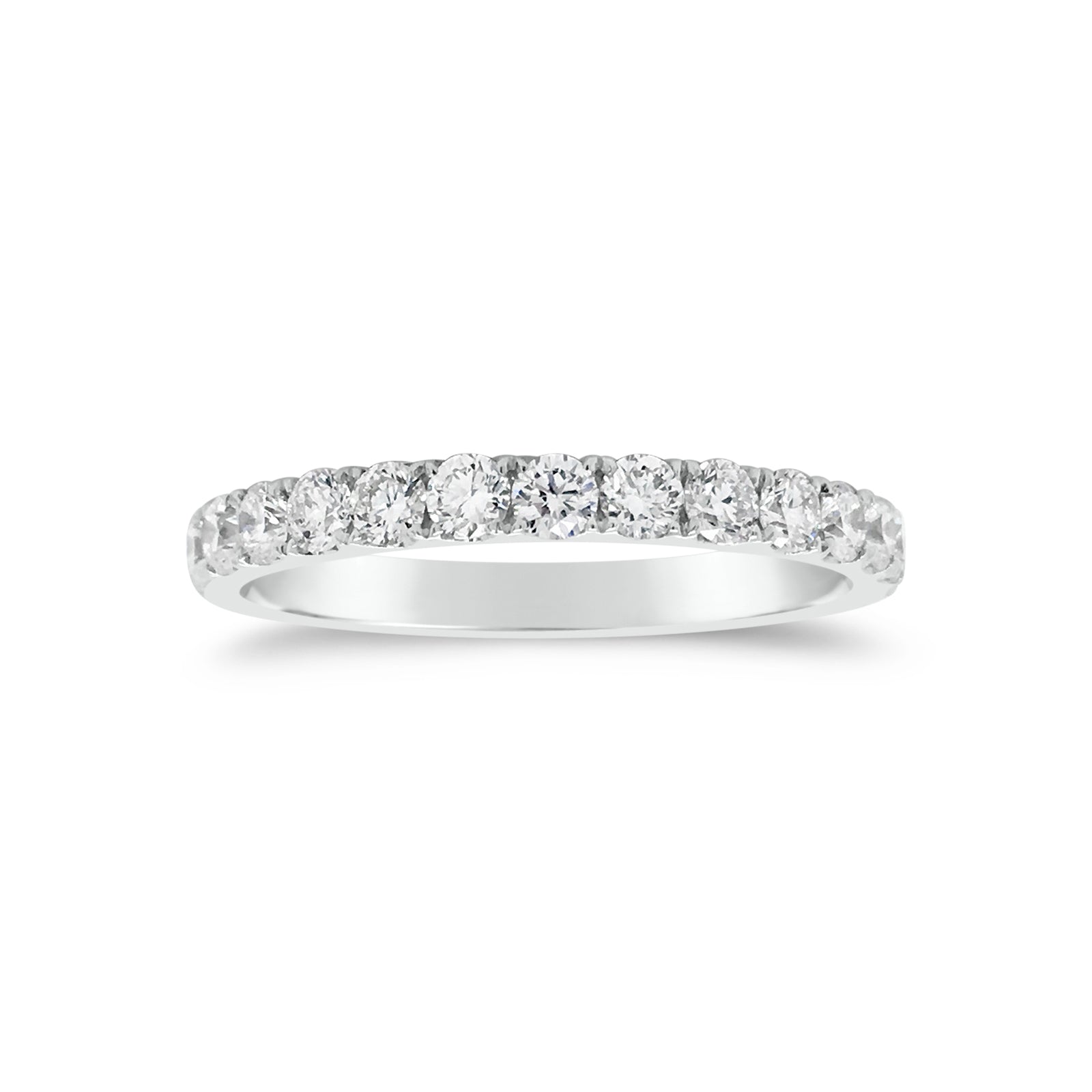 Simple Four Prong-Set Diamond Band  -18k gold weighing 2.52 grams  -26 round diamonds weighing 1.26 carats