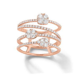 Mixed Shape Diamond Fashion Ring  -18k gold 6.21 grams  -106 round diamonds weighing 1.00 carats.