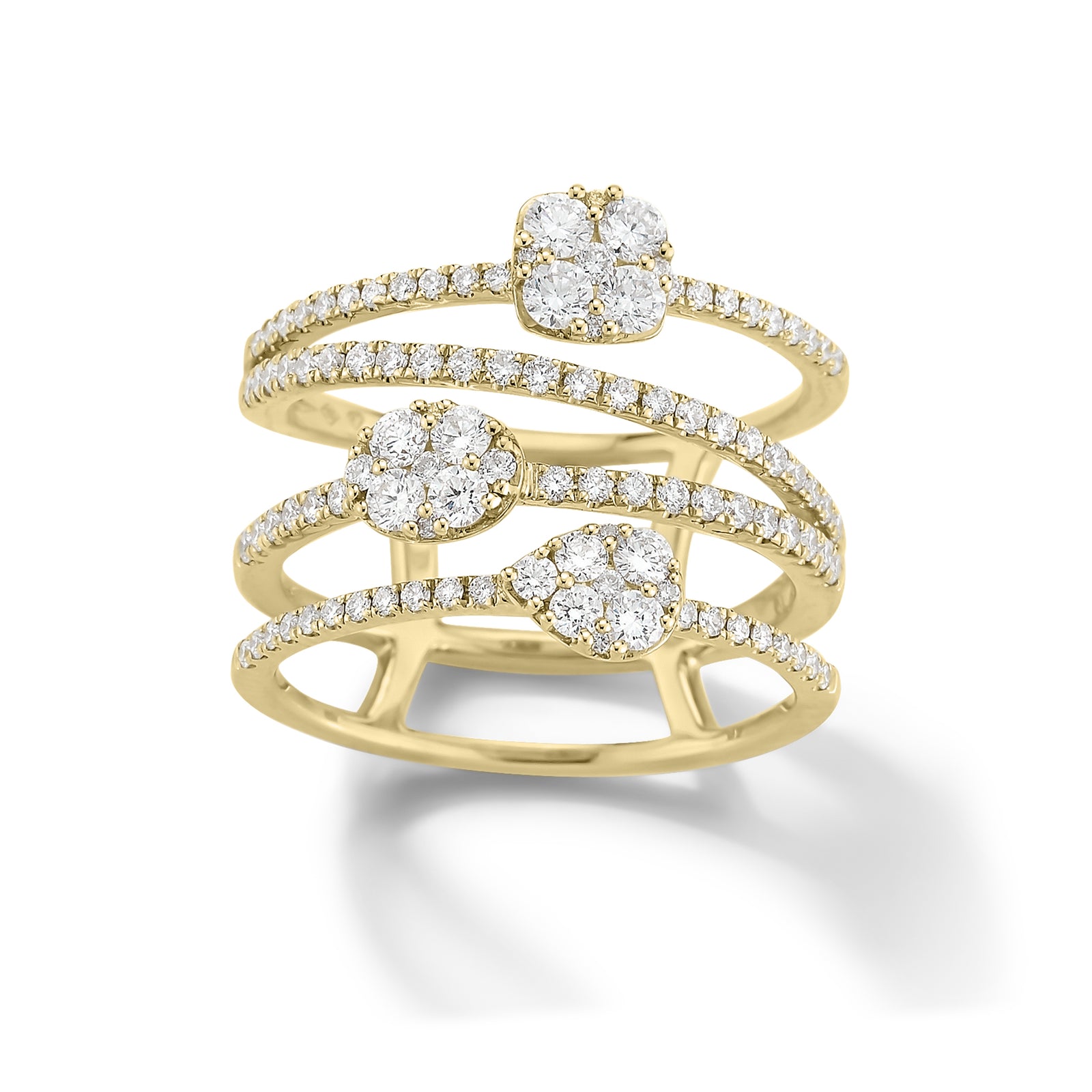 Mixed Shape Diamond Fashion Ring  -18k gold 6.21 grams  -106 round diamonds weighing 1.00 carats.