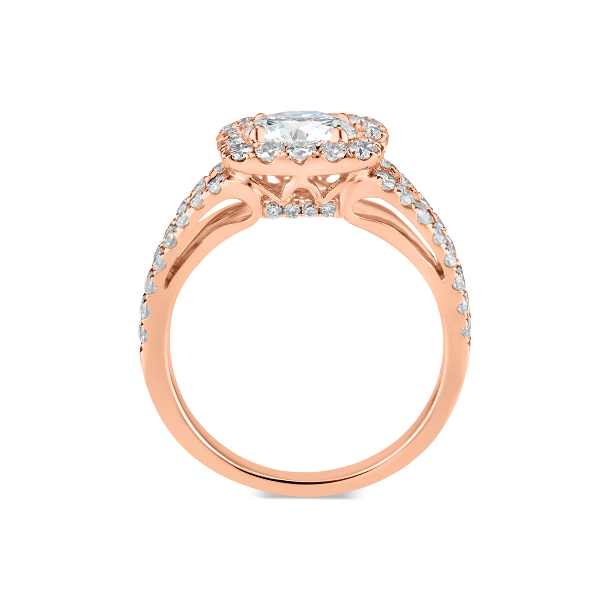 Cushion Halo Diamond Engagement Ring with Split Shank - Nuha Jewelers