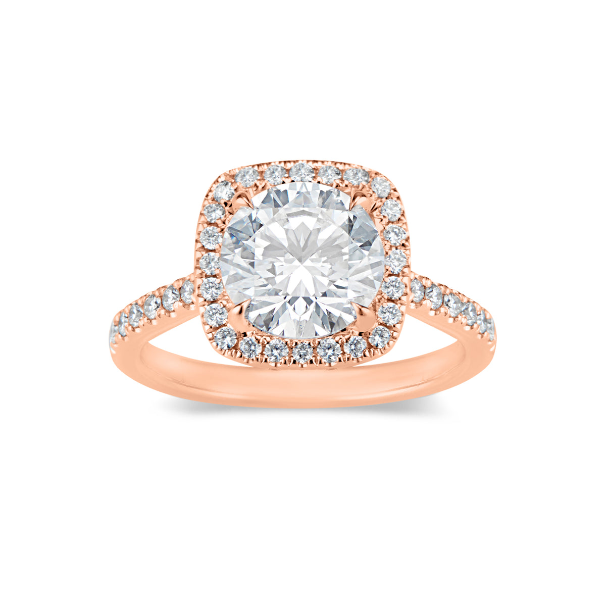 Cushion Halo Diamond Engagement Ring with Hidden Halo  -18k weighting 4.41GR  - 78 round diamonds totaling 0.61 carats